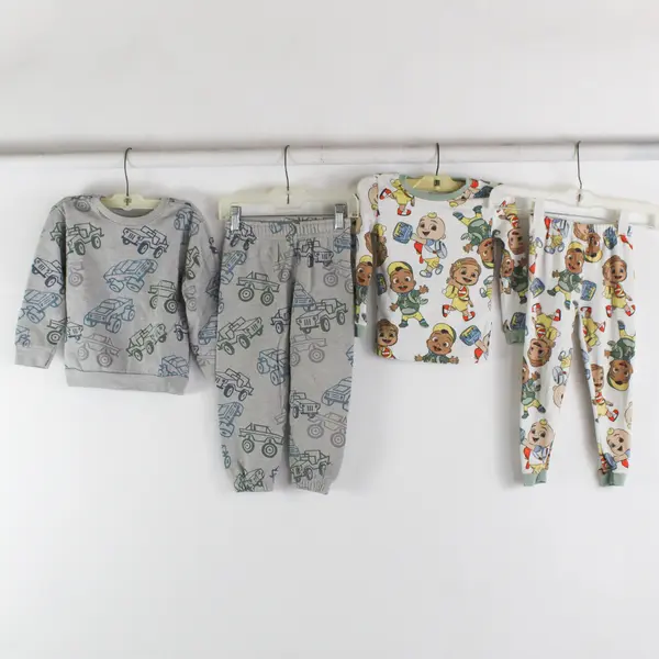 Lot of 4 Baby Boy's 3T Pajama Sets Matching Cocomelon and Garanimals