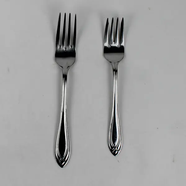 Lot of 2 Cuisinart Arcadia Pattern Crossed Bands 18/10 SS 1 Salad 1 Dinner Fork