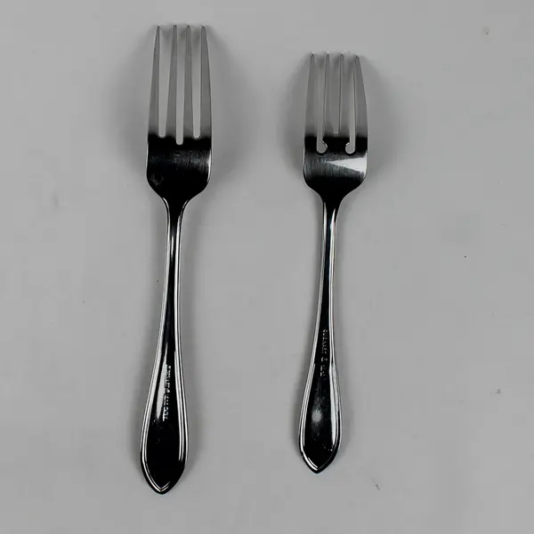 Lot of 2 Cuisinart Arcadia Pattern Crossed Bands 18/10 SS 1 Salad 1 Dinner Fork
