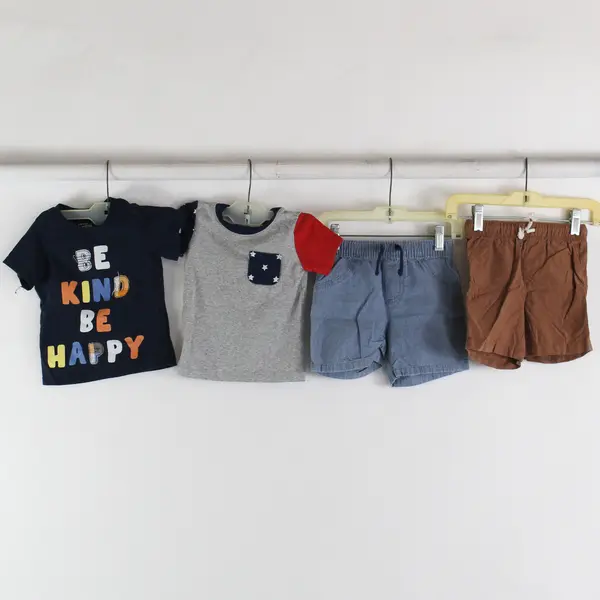 Lot of 4 Baby Boy's 24M 2 Short Sleeve Shirts and 2 Pairs of Shorts