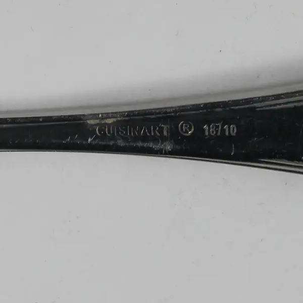 Lot of 2 Cuisinart Arcadia Pattern Crossed Bands 18/10 SS Oval Soup Spoons 7.5"