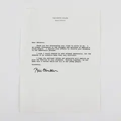 Bill Clinton Autopen Signed Letter To Educator Official White House Stationery