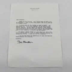 Bill Clinton Autopen Signed Letter To Students Official White House Stationery
