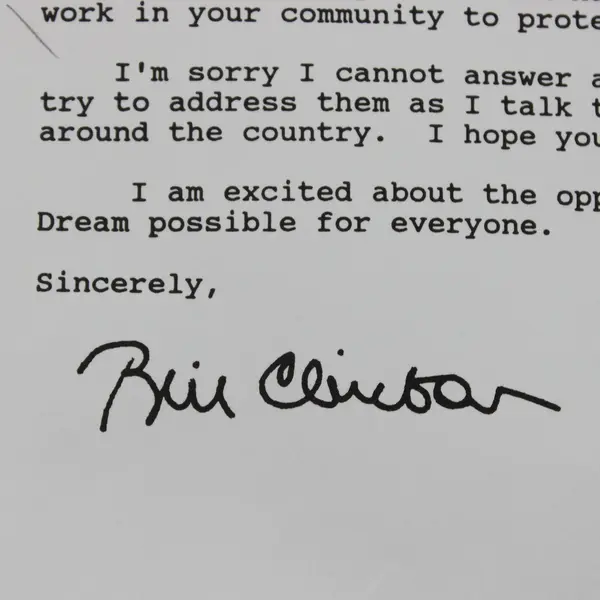 Bill Clinton Autopen Signed Letter To Students Official White House Stationery