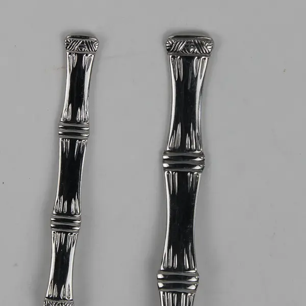 Lot of 2 Cuisinart Bamboo Pattern 18/10 SS 1 Butter Knife 1 Solid Serving Spoon