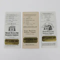 Set Of 3 Oregon Mutual Fire Insurance Policy Papers 1949-52 RS Clancy Portland