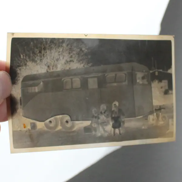 Lot Of 2 1930s 1940s Travel Trailer Negatives RS Clancy Family California 