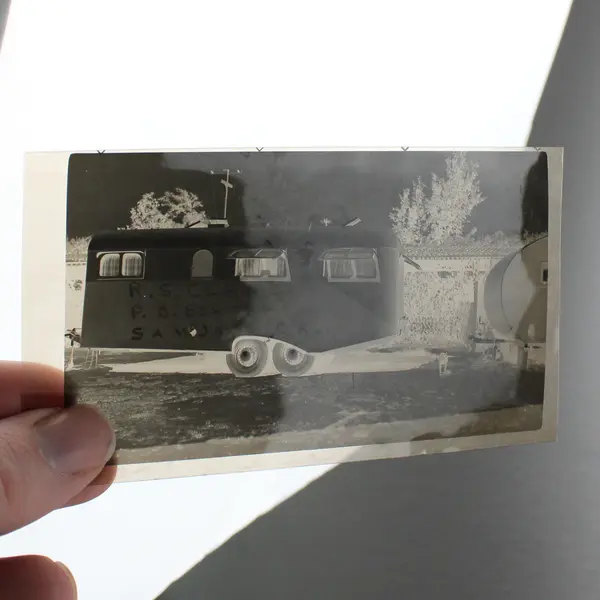 Lot Of 2 1930s 1940s Travel Trailer Negatives RS Clancy Family California 