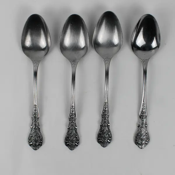 Lot of 4 Merchandise Service Rose Pattern Stainless Serving Spoons 8.25" Rare
