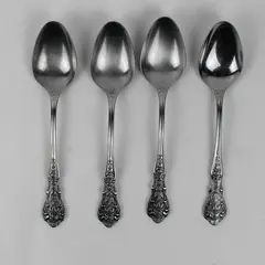 Lot of 4 Merchandise Service Rose Pattern Stainless Serving Spoons 8.25" Rare