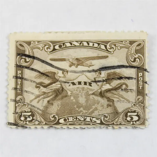 Set Of 2 1928 Canada 5 Cent Airmail Stamps Used Muskoka Hospital Postmark