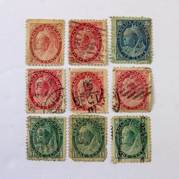 Lot Of 9 Canada Maple Leaf Queen Victoria Stamps 1/2/3/5 Cents Used