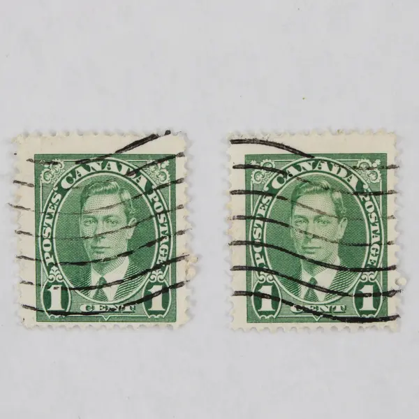 Lot Of 2 Canada 1937 King George VI 1 Cent Stamps Used