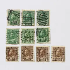 Lot Of 10 Canada King George V Admiral 1/2/3 Cent Stamps Used 