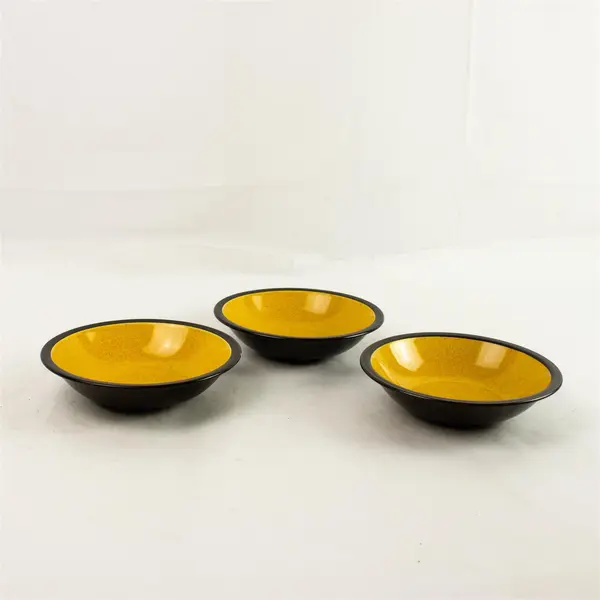 Set of 3 Mikasa Terra Stone E1357 Saffron 7.5" Vegetable Bowls - 1 Chip