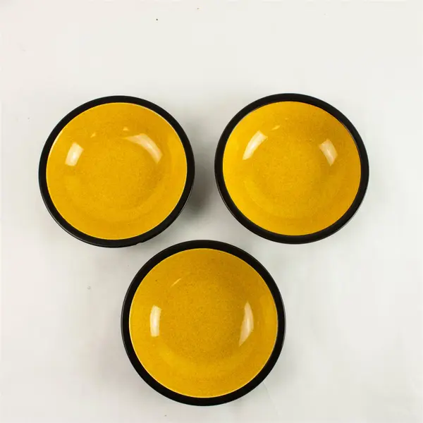 Set of 3 Mikasa Terra Stone E1357 Saffron 7.5" Vegetable Bowls - 1 Chip