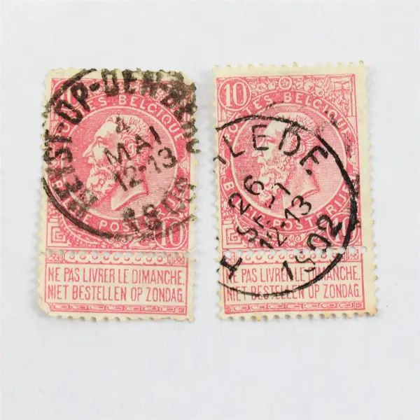 Lot Of 4 Belgium King Leopold II Stamps Dominical Label Used Canceled