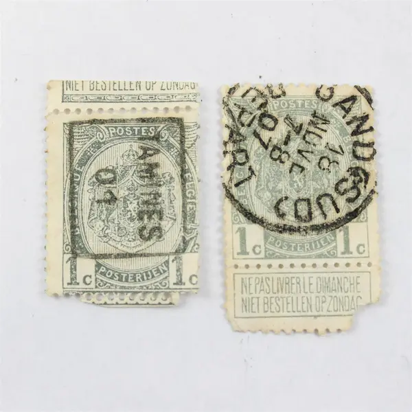 Lot Of 4 Belgium King Leopold II Stamps Dominical Label Used Canceled