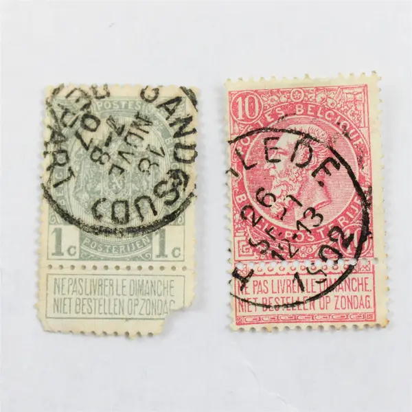 Lot Of 4 Belgium King Leopold II Stamps Dominical Label Used Canceled