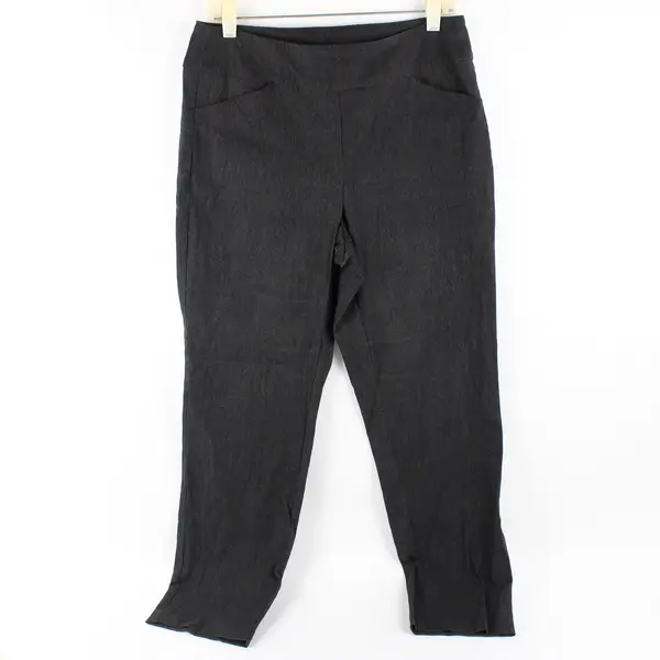 Tribal Women's 10 Black/Gray Stretch Pull-On Slimming Tapered Leg Dress Pants