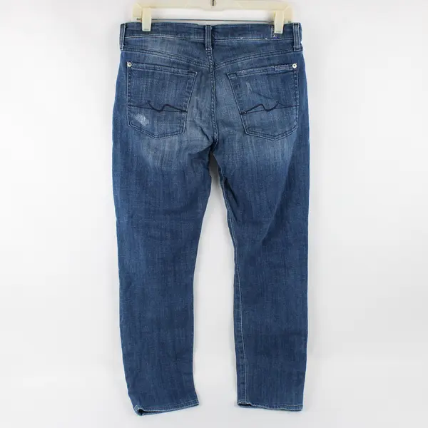 Seven 7 For All Mankind Women's 27 Josefina Skinny Boyfriend Distressed Jeans