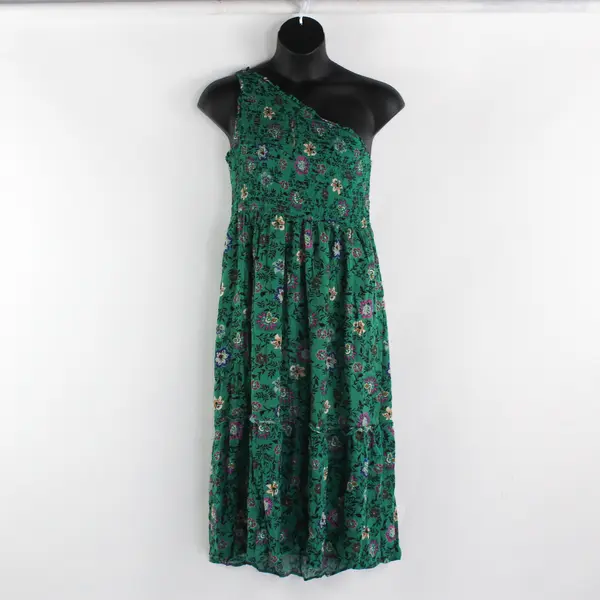Knox Rose Women's L Green Floral One Shoulder Tiered Stretch Maxi Dress