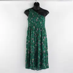 Knox Rose Women's L Green Floral One Shoulder Tiered Stretch Maxi Dress
