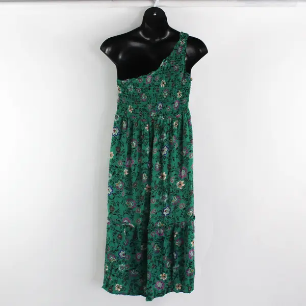 Knox Rose Women's L Green Floral One Shoulder Tiered Stretch Maxi Dress