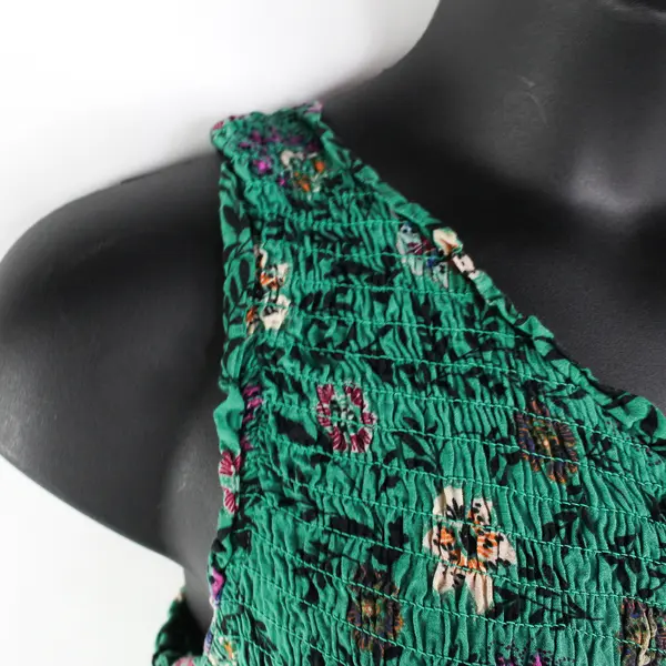 Knox Rose Women's L Green Floral One Shoulder Tiered Stretch Maxi Dress