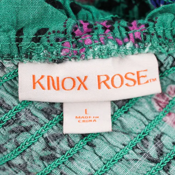 Knox Rose Women's L Green Floral One Shoulder Tiered Stretch Maxi Dress