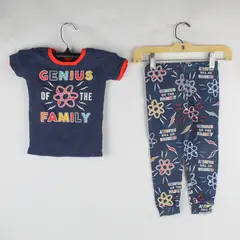 The Children's Place Boys' 2T 100% Cotton Short Sleeve Top and Pants Genius Logo