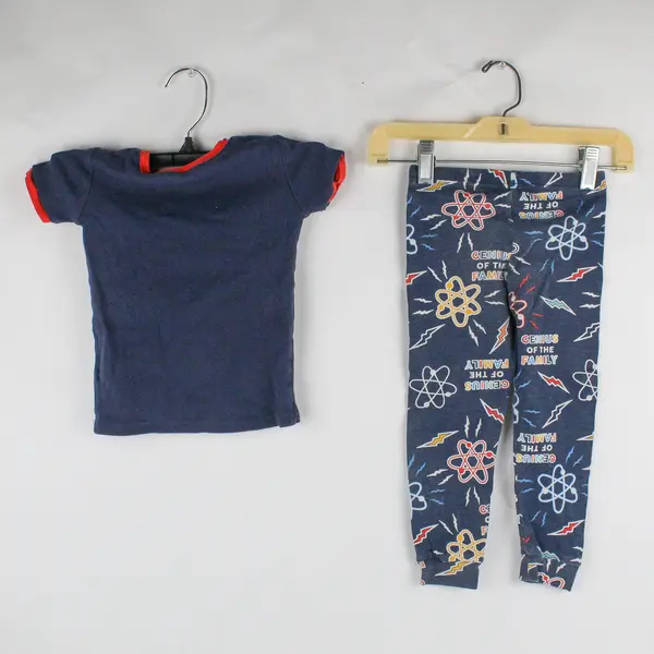 The Children's Place Boys' 2T 100% Cotton Short Sleeve Top and Pants Genius Logo