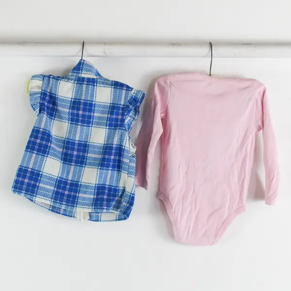 Lot of 2 Carter's Baby Girls 24M Set Pink Long Sleeve One Piece and Vest