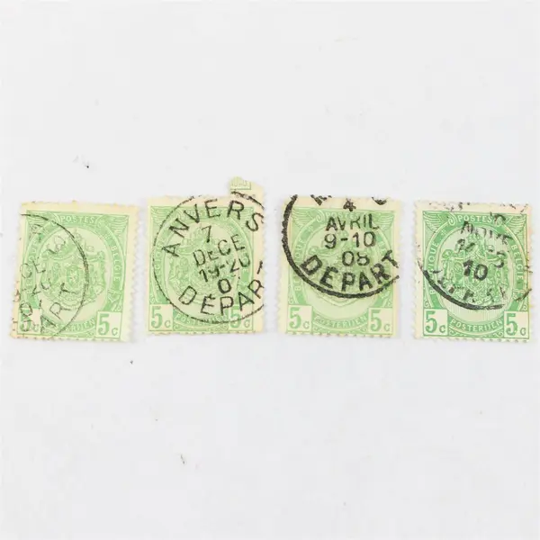 Lot Of 8 Belgium Coat Of Arms 1/2/5c Stamps Used 1900s