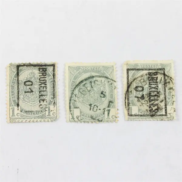 Lot Of 8 Belgium Coat Of Arms 1/2/5c Stamps Used 1900s