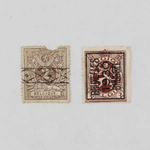 Lot Of 5 Belgium King Albert I Lion Coat Of Arms Stamps