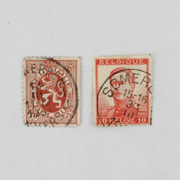 Lot Of 5 Belgium King Albert I Lion Coat Of Arms Stamps