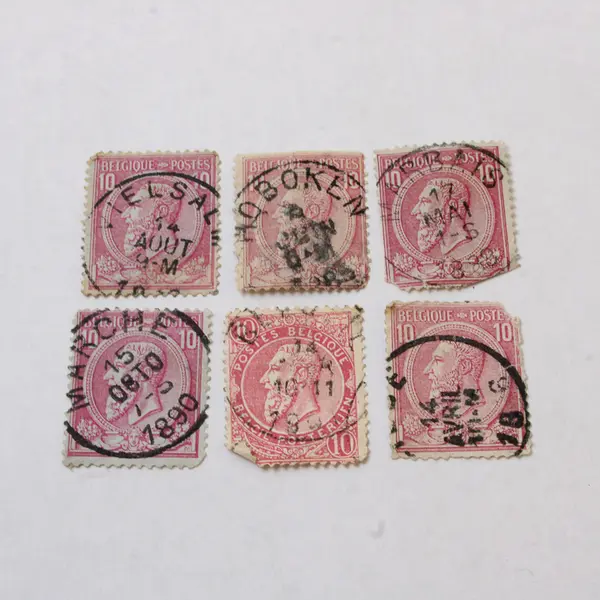 Lot Of 6 King Leopold II 10c Stamps 1880s 1890s Used Canceled