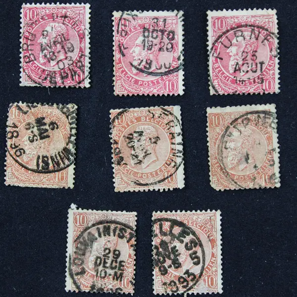 Lot Of 8 Belgium King Leopold II 10c Stamps Used 1890s 1890s