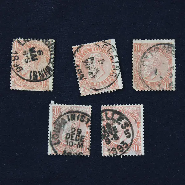 Lot Of 8 Belgium King Leopold II 10c Stamps Used 1890s 1890s