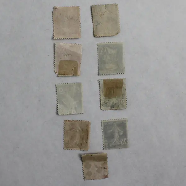 Lot Of 9 France Sower 5/10/15/25/30/60c Stamps Pasteur 1.50f Stamp Used 1920s