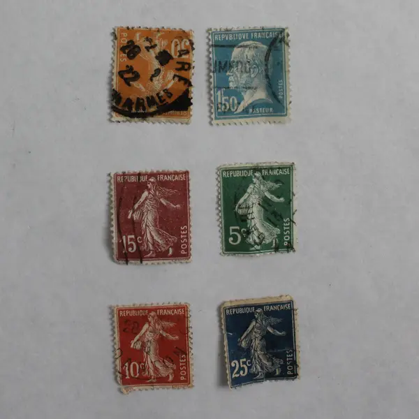 Lot Of 9 France Sower 5/10/15/25/30/60c Stamps Pasteur 1.50f Stamp Used 1920s