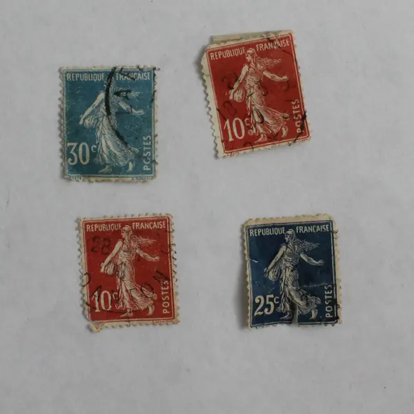 Lot Of 9 France Sower 5/10/15/25/30/60c Stamps Pasteur 1.50f Stamp Used 1920s