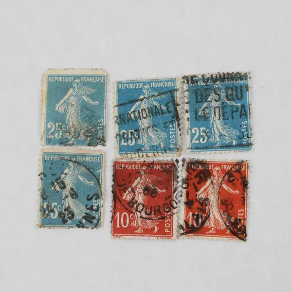 Lot Of 6 France Sower Semeuse Statue 10/25c Stamps Used Canceled 1920s