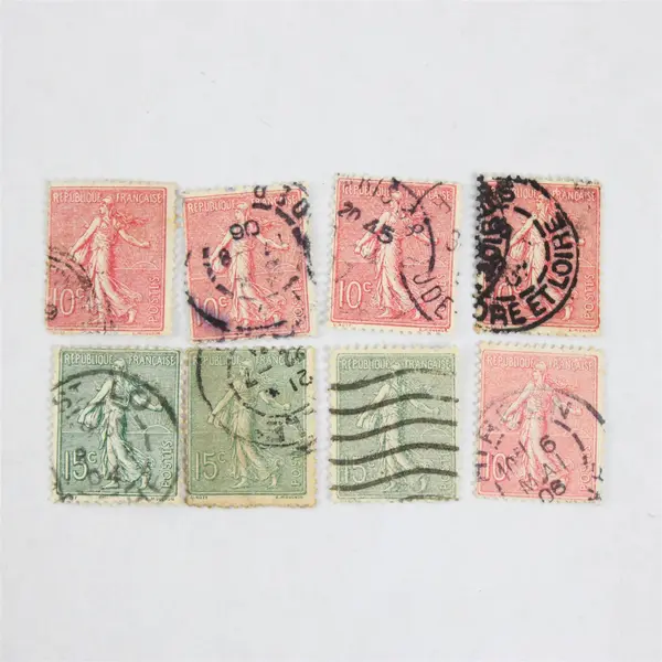 Lot Of 8 France Sower Semeuse Statue 10/15c Stamps Used Canceled 1900s