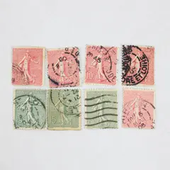 Lot Of 8 France Sower Semeuse Statue 10/15c Stamps Used Canceled 1900s