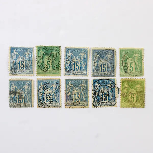Lot Of 10 France Type Sage Peace Commerce 5/15c Stamps Used 1890s