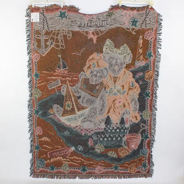 Boyds Bears And Friends Shipmates Woven Tapestry Afghan Blanket 51" x 68" 1996 
