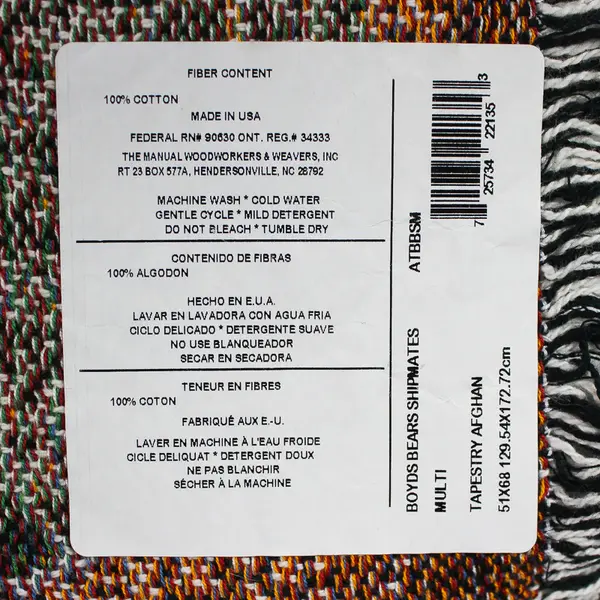 Boyds Bears And Friends Shipmates Woven Tapestry Afghan Blanket 51" x 68" 1996 