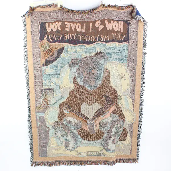 Boyds Bears And Friends Count Love Woven Tapestry Afghan Blanket 52" x 68"